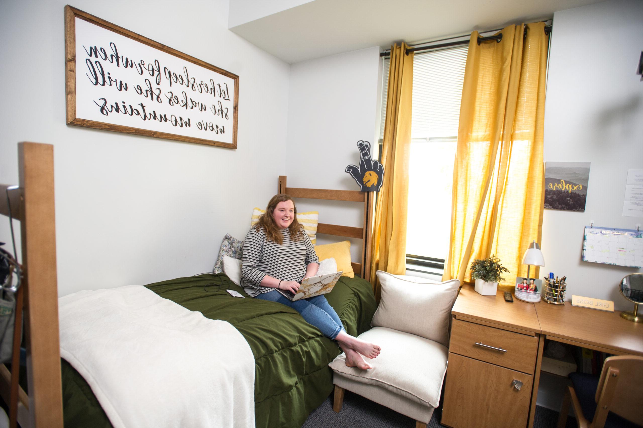 A female student in her dorm.